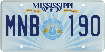 MS license plate MNB190