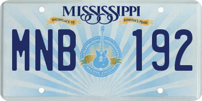 MS license plate MNB192
