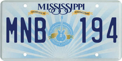 MS license plate MNB194