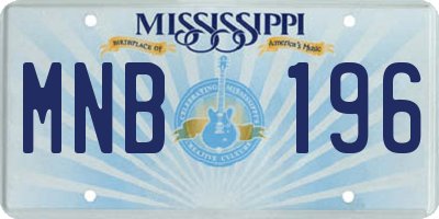 MS license plate MNB196