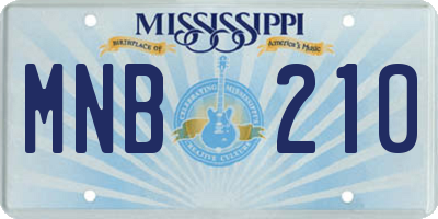 MS license plate MNB210