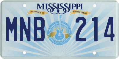 MS license plate MNB214