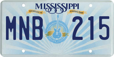 MS license plate MNB215