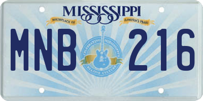 MS license plate MNB216