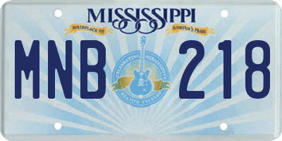 MS license plate MNB218