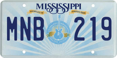 MS license plate MNB219