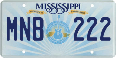MS license plate MNB222