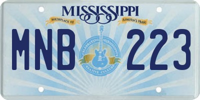 MS license plate MNB223