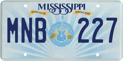 MS license plate MNB227