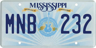 MS license plate MNB232