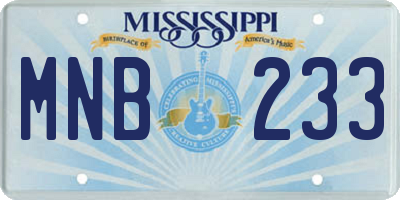 MS license plate MNB233