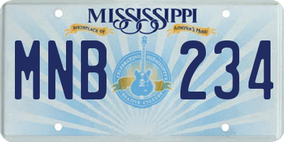MS license plate MNB234