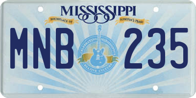 MS license plate MNB235