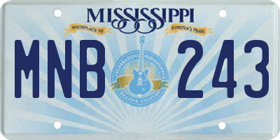 MS license plate MNB243