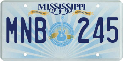 MS license plate MNB245