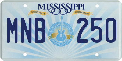 MS license plate MNB250