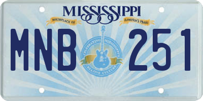 MS license plate MNB251