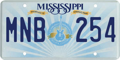 MS license plate MNB254
