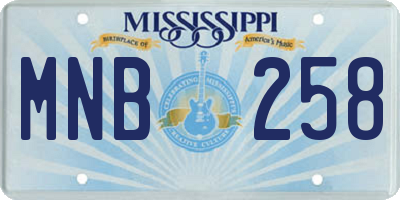MS license plate MNB258