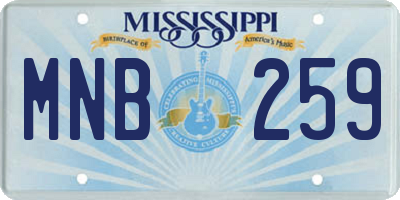 MS license plate MNB259