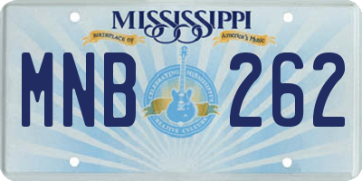 MS license plate MNB262