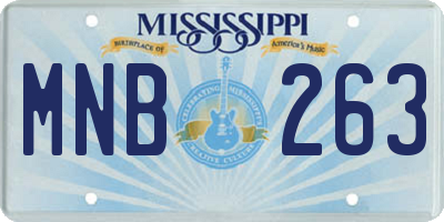 MS license plate MNB263