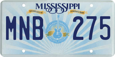 MS license plate MNB275