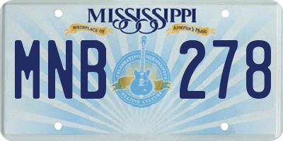 MS license plate MNB278