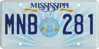 MS license plate MNB281