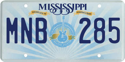 MS license plate MNB285