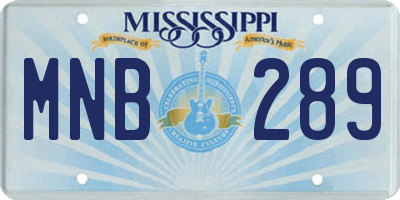 MS license plate MNB289