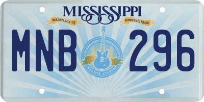 MS license plate MNB296