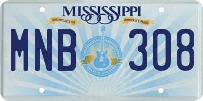 MS license plate MNB308