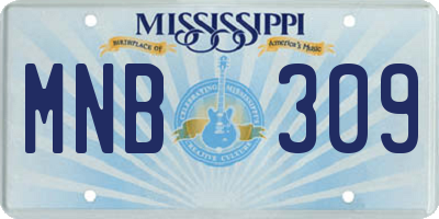 MS license plate MNB309