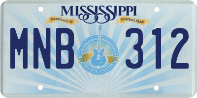 MS license plate MNB312