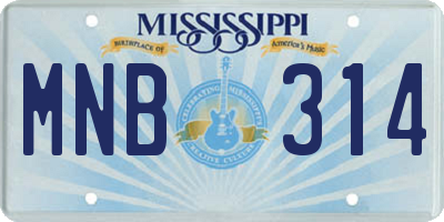 MS license plate MNB314