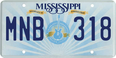 MS license plate MNB318