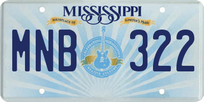 MS license plate MNB322