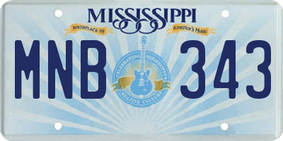 MS license plate MNB343