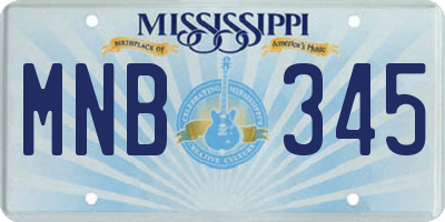 MS license plate MNB345