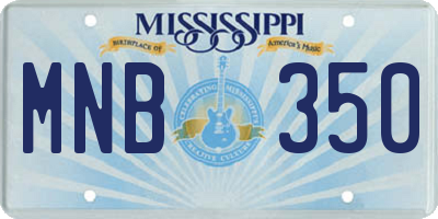 MS license plate MNB350