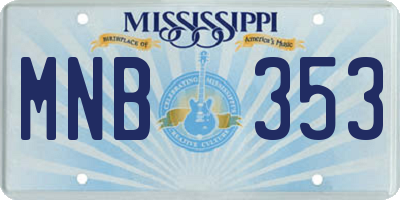 MS license plate MNB353