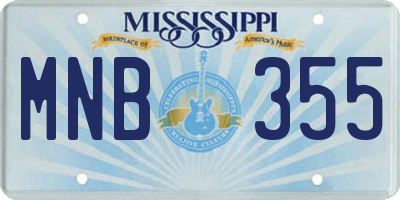 MS license plate MNB355