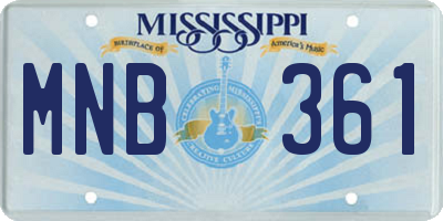 MS license plate MNB361