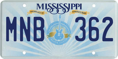 MS license plate MNB362