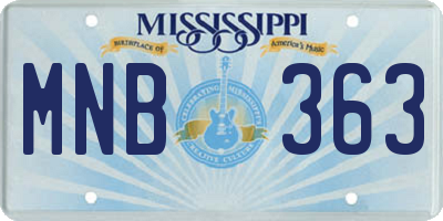 MS license plate MNB363