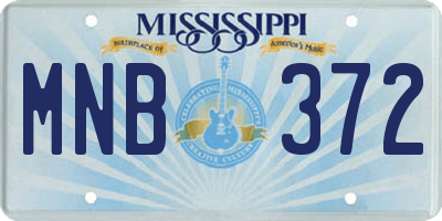 MS license plate MNB372