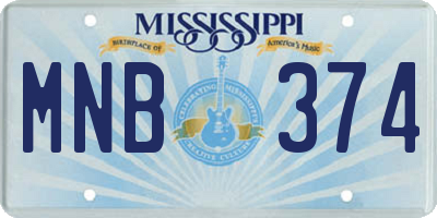 MS license plate MNB374