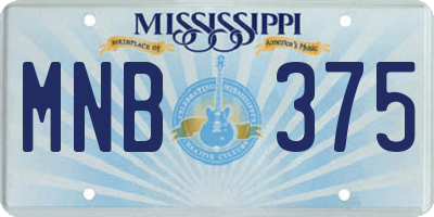 MS license plate MNB375