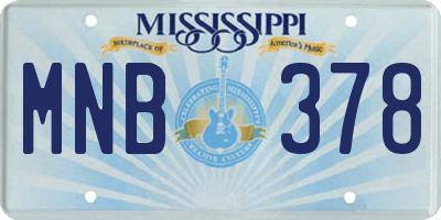 MS license plate MNB378